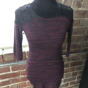 Purple and black sweater dress